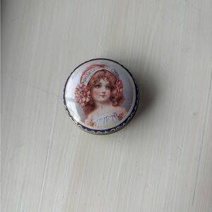 Vintage Style Pill Container with Girl Portrait